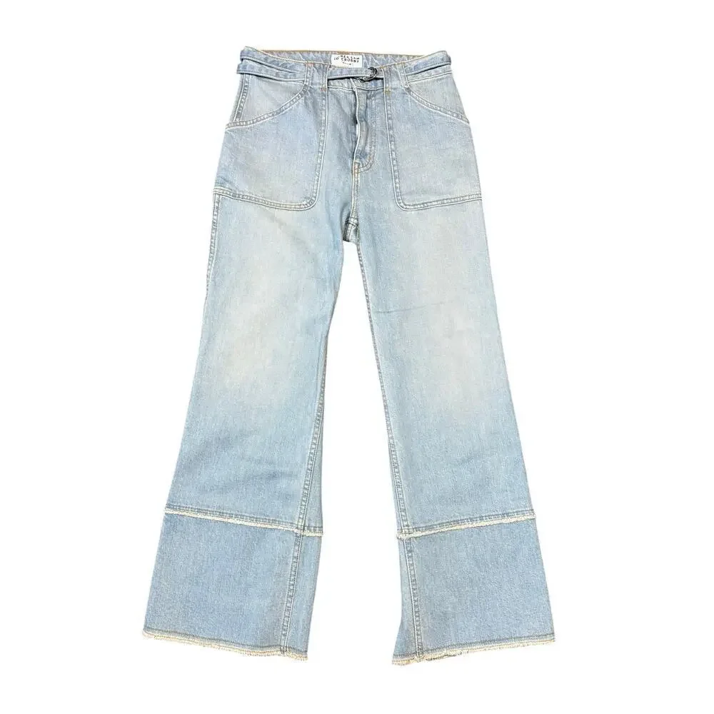 Derek Lam 10 Crosby Light Wash Zuri Cropped Wide Leg Pant Size 27 - Picture 5 of 11